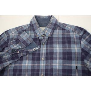 Patrik Ervell men's S long sleeve button down shirt plaid blue cotton check